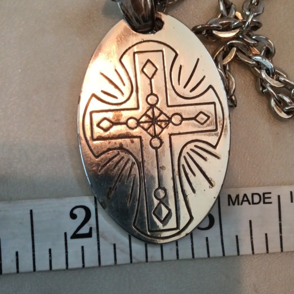 Brighton Silver Tone Cross Double Sided Pendant Necklace. - Picture 6 of 6